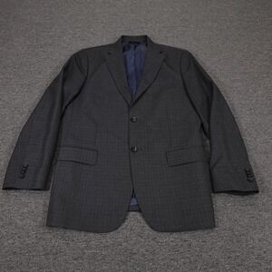 Banana Republic Blazer Mens 42R Gray Check Suit Jacket 2 Button Formal Work